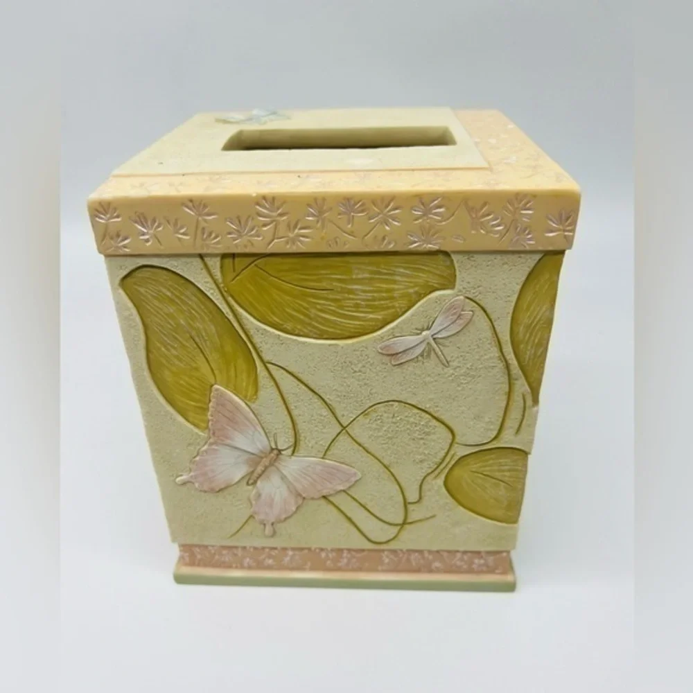 Charter Club hand painted tissue box with butterflies